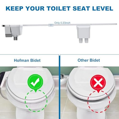 IDEALHOUSE Bidet Attachment for Toilet - Dual Nozzle Feminine Wash, Bidet Sprayer for Bathroom,Adjustable Water Pressure,Non-Electric Toilet Bidet for Bathroom Accessories(chrome handle)