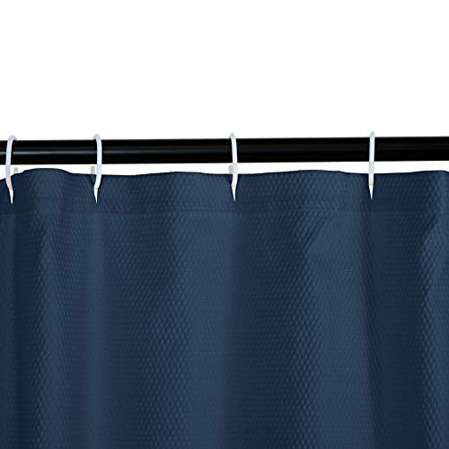Amazon Basics Waffle Weave Bathroom Shower Curtain, 100% Polyester, 72" x 72", Navy Blue - color: Navy Blue, size: 72"W x 72"L (Pack of 1), style: Waffle Texture