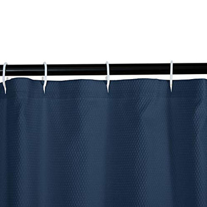Amazon Basics Waffle Weave Bathroom Shower Curtain, 100% Polyester, 72" x 72", Navy Blue - color: Navy Blue, size: 72"W x 72"L (Pack of 1), style: Waffle Texture