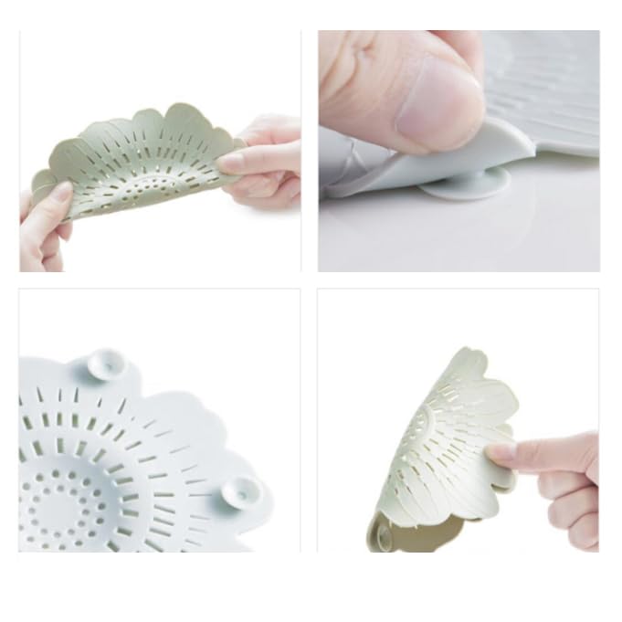 4 PCS Flower Shape Hair Catcher Silicone Hair Stopper Shower Drain Covers with Suction Cup Mesh for Bathroom Bath Tub Bathtub Kitchen Sink Laundry Kitchen Drains