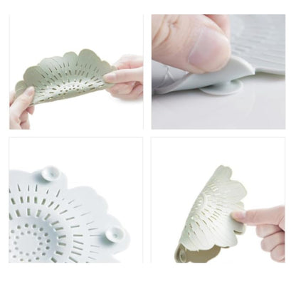 4 PCS Flower Shape Hair Catcher Silicone Hair Stopper Shower Drain Covers with Suction Cup Mesh for Bathroom Bath Tub Bathtub Kitchen Sink Laundry Kitchen Drains