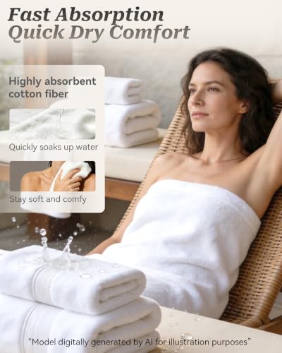 Luxury Bath Towels 3 Packs, Premium 100% Cotton, Hotel-Quality Experience, Ultra Soft Skin, Absorbent, Quick Drying & Low Lint, for Bathroom, Spa, Gym & Home Use - color: Off-white Set of 3