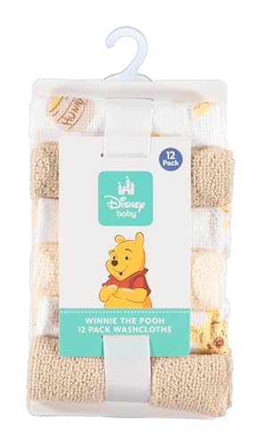 Disney Baby Washcloths 12 Pack – Ultra Soft Baby Wash Cloths, Lilo & Stitch (Stitch & Angel), Winnie the Pooh & Mickey Mouse, Absorbent Newborn Bath Essentials - color: Winnie the Pooh I