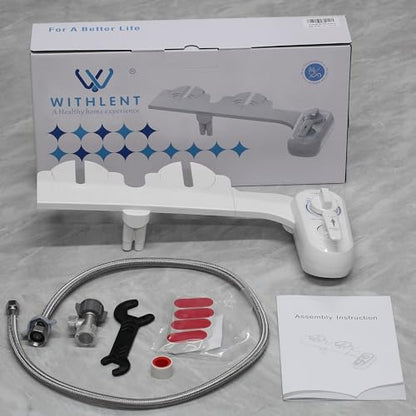 Left Hand Bidet Attachment for Toilet - Control Panel on Left Side - Self-Cleaning Dual Nozzle for Front and Rear Wash,Non-Electric Adjustable Water Pressure, Water Bidet Toilet Seat Attachment - color: White handle