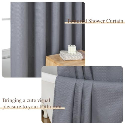 Aiyufeng Waterproof Fabric Shower Curtains for Bathroom，Dot Like Embossed Textured Soft Polyester Cloth Stall Shower Curtain，Hotel Luxury Quality Machine Washable，36Wx72L，Grey - color: Grey, size: 36"W x 72"L (Pack of 1)