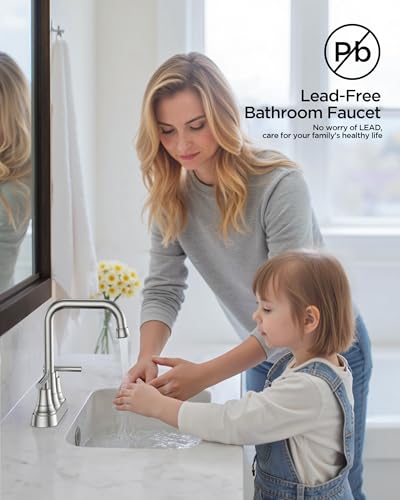 FORIOUS 2 Hole Brushed Nickel Centerset Bathroom Faucet 4 Inch for Rv Sink | 4 Inch Centerset Bathroom Faucet Brushed Nickel, 2 Handle Brushed Nickel Faucet for Bathroom Sink with Pop Up Drain Assembly - color: Brushed Silver
