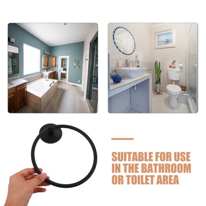 NUOBESTY Self-Adhesive Round Towel Ring Stainless Steel Hand Towel Holder Wall Mounted No Drilling Bathroom and Kitchen