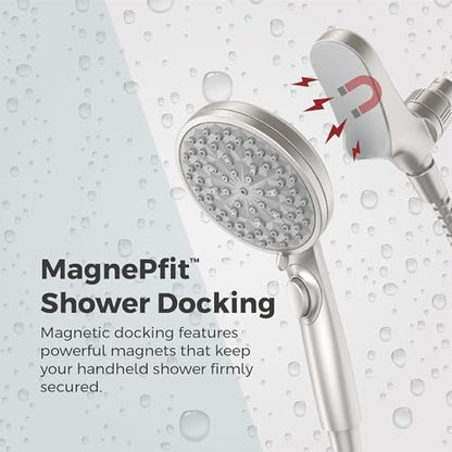 Pfister HydroFuse Handheld Shower Head with Magnetic Docking, 6-Function High Pressure Showerhead, 2.5 GPM Flow Rate, Spot Defense Brushed Nickel Finish 016HFM01GS - color: Spot Defense Brushed Nickel, size: 2.5 GPM