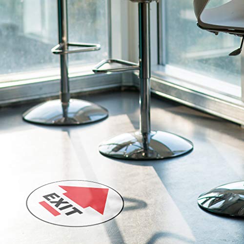 Floor Decals Exit Red Black Anti-Slip Round Shape D 24 in Longer Side | Exit Sign Sticker Business Industrial Signs Stickers