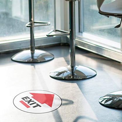 Floor Decals Exit Red Black Anti-Slip Round Shape D 24 in Longer Side | Exit Sign Sticker Business Industrial Signs Stickers