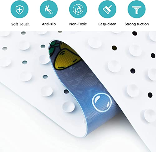 Bathtub Mat Kids Baby Non Slip Shower Mat 40X16 Inch Extra Long Toddler Anti Slip Bath Mats for tub Mat with Suction Cups and Drain Holes,Sky - color: Multicolor
