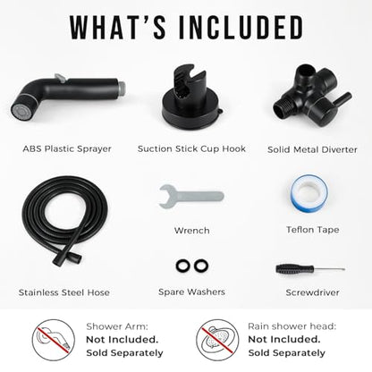 G-Promise Dog Shower Attachment with Flow Control | High Pressure, with Flow Control Lever, Extra Long Hose, Easy to Install, No-Drill Hook Mount - color: Matte Black, size: 78 Inch Hose