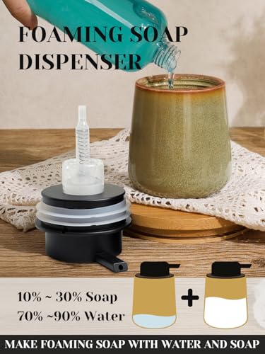 INGOFIN Ceramic Foaming Soap Dispenser - 12 oz Refillable Foam Hand Soap Dispenser Bathroom, Modern Dish Dispenser Pump for Kitchen,Kiln-Glazed Earthy Yellow-Brown - color: Yellow Brown