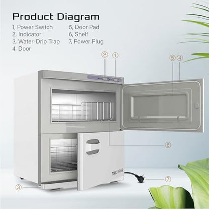 Pantin 32L Premium Two Compartment Towel Warmer for Hair Salon, Beauty SPA, Restaurant & Home. Heated Towel Warmer -Large Electric Hot Towel Cabinet for Salons, Spas - The Best Spa Equipment 110V 320W - size: 2 Compartments
