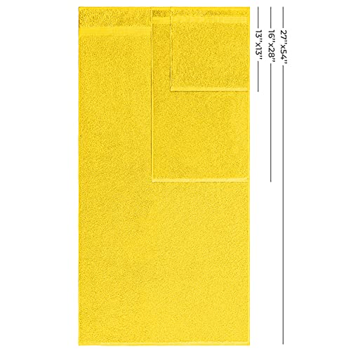 American Veteran Towel, 100% Cotton Turkish 6 Piece Towel Set, Luxury Towels Set of 6 for Bathroom Essentials, 2 Bath Towels 2 Hand Towels 2 Washcloths, Yellow - color: Yellow, size: XL 6PC