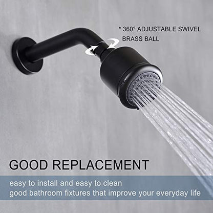 Solid Brass Shower Head - High Pressure Showerhead with Filter and 360 degrees Adjustable Swivel, Replacement for Bathroom Low Flow, Matte Black 2.8 inch Heavy Duty