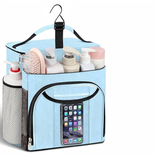 Mesh Shower Caddy Portable, Shower Tote Bag for Dorm Room Essentials | Quick Dry, Large Capacity Hanging Mesh Tote Bag for Travel Camping Essentials (Dusty Blue) - color: Dusty Blue