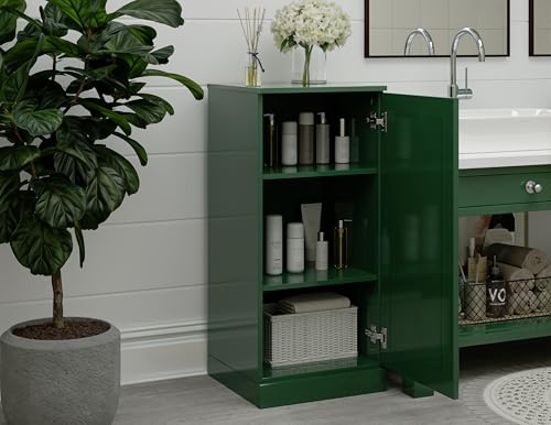 100% Solid Wood Bathroom Cabinet, Wood Door, Green, 16.5" w x 35.75" h x 15.5" d, Renewable Eco-Friendly Wood, Made in Brazil - color: Green, style: Raised Panel Door