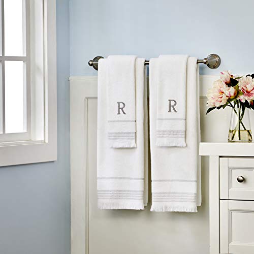 SKL Home Casual Monogram Hand Towel Set, L, 16x26, White 2 Count - color: Casual Monogram Hand Towel Set, size: Hand Towel Set, style: L