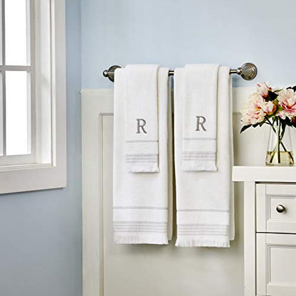 SKL Home Casual Monogram Hand Towel Set, L, 16x26, White 2 Count - color: Casual Monogram Hand Towel Set, size: Hand Towel Set, style: L