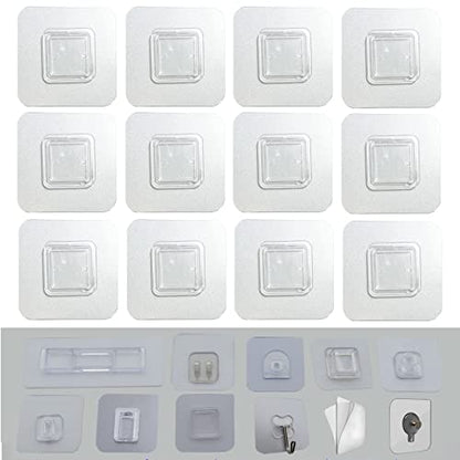 12 PCS Wall Mounted Replacement Sticky pads for Kitchen Bathroom Shower Caddy Organizer Rack Holder Nail Free Adhesive Hooks (Square) - color: Square
