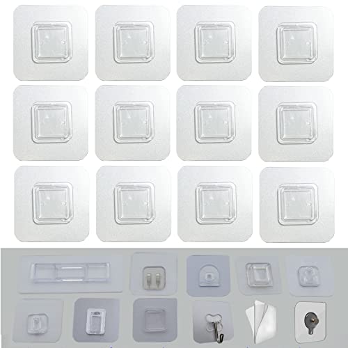 12 PCS Wall Mounted Replacement Sticky pads for Kitchen Bathroom Shower Caddy Organizer Rack Holder Nail Free Adhesive Hooks (Square) - color: Square