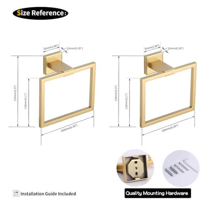 GERZWY Bathroom Hand Towel Holder Gold Stainless Steel Towel Ring for Bath Kitchen Garage Heavy Duty Wall Mounted JG1916-2BE - color: Gold