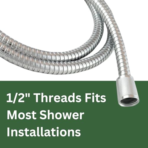 High Sierra Showerheads® - 2 Pack 6 ft Stainless Steel Premium Shower Hose with Non-Toxic and Safe Silicone Inner Tube & Hose Connector – Extra Long, Flexible Shower Hose – 72 Inches - Chrome - color: Chrome