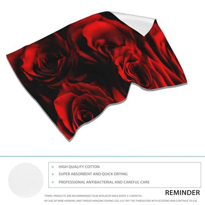 Rose Hand Towels Set, Abstract Red Rose & Black Leaves Polyester Cotton Soft Bath & Kitchen Towels 14x28 - color: Abstract Red Rose and Black Leaves