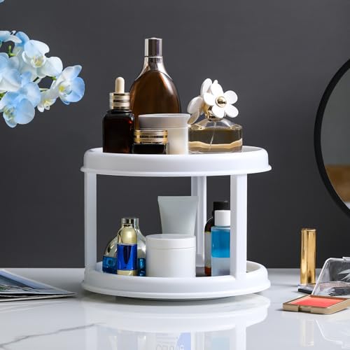 2 Tier 10" Turntable Lazy Susan Spice Organizer - Rotating Seasoning Rack for Pantry Cabinet Kitchen Countertop, Table Top Organizing - Multiuse Two Tier Rotating Organization Rack Spinner - size: 10 inch - 2 Tier - 1 Pack