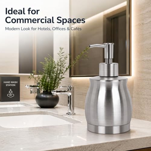 Stainless Steel Countertop Soap Dispenser Liquid Bottle and Pump, Suitable for Various Places Such as Kitchen and Bathroom (Brushed Nickel, 390 ml/13 oz) - color: Silver, size: 390ml