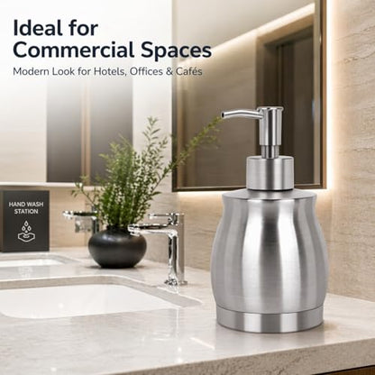 Stainless Steel Countertop Soap Dispenser Liquid Bottle and Pump, Suitable for Various Places Such as Kitchen and Bathroom (Brushed Nickel, 390 ml/13 oz) - color: Silver, size: 390ml