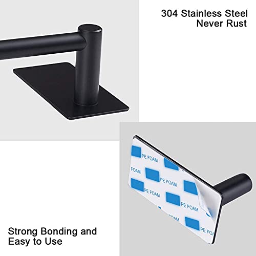 NearMoon Self Adhesive Bathroom Towel Bar- Stainless Steel Bath Wall Shelf Rack Hanging Towel Stick On Sticky Hanger Contemporary Style, NO Drilling (1 Pack, Matte Black, 24-Inch Towel Rack) - color: Matte Black, size: 24-Inch