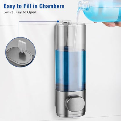 Pollock Shampoo and Conditioner Dispenser 1 Chamber No Drill | Shower Soap Pump Dispenser Wall Mounted,Body Wash Dispenser,Shower Gel Shampoo Holder for Bathroom Accessories, (Gun1) - color: Gun1