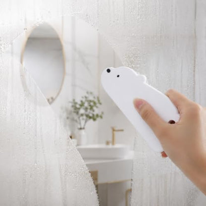 Squeegee for Shower Glass, Mini Squeegee | 6.69 x 2.75 Inch All-Purpose Cute Bear Shaped Glass Scraper for Shower Doors, Mirrors, Bathroom, Kitchen Countertops, Car