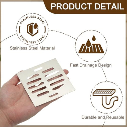 uxcell 2 Pcs Square Floor Drain Cover, Stainless Steel Shower Hair Catcher Drain Grate for Small Lawns, Bathroom Covers, Kitchen Floor Drains, Silver Tone(4/5 Inches) - size: 4/5 Inches