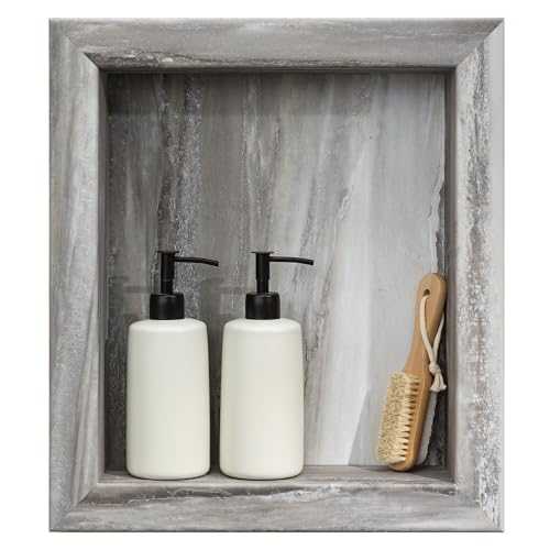 Palisade 17.5 in x 15.5 in Vinyl Shower Niche Louvre Granite | Waterproof Shower Insert - color: Louvre Granite