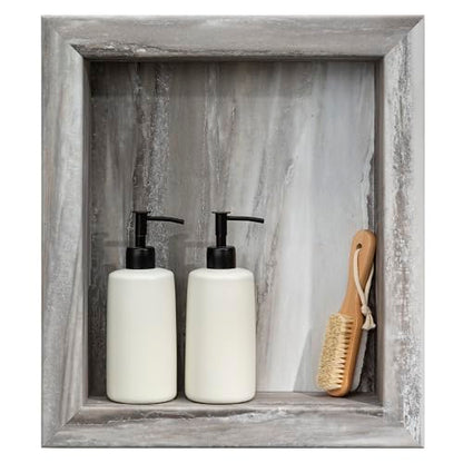 Palisade 17.5 in x 15.5 in Vinyl Shower Niche Louvre Granite | Waterproof Shower Insert - color: Louvre Granite