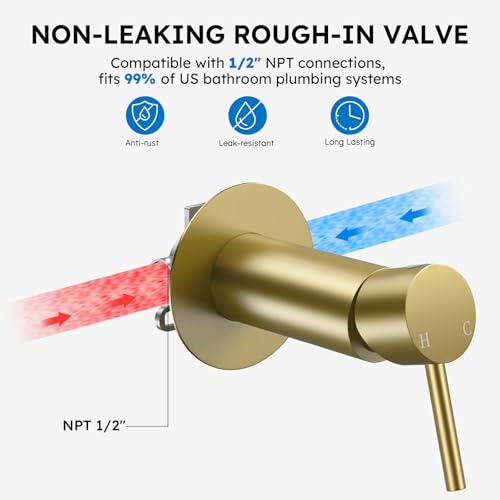 Arofa Built-in Hot and Cold Bidet Sprayer, Warm Water Bidet, Brushed Gold | Wall-Mounted Design, Dual Control Modes, Leak-Free Bidet Hose, Feminine/Baby/Pet Wash, Cloth Clean & Rinse, Stainless Steel - color: Gold, size: Built-in Hot & Cold Water Modes-Ro