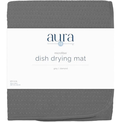S&T INC. Dish Drying Mat, 18" x 24", XL, Diamond Texture, Charcoal Grey | Absorbent Microfiber, Extra Large Kitchen Counter Mat for Dishes, Utensils, Pots and Pans, Machine Washable - size: 18" x 24"