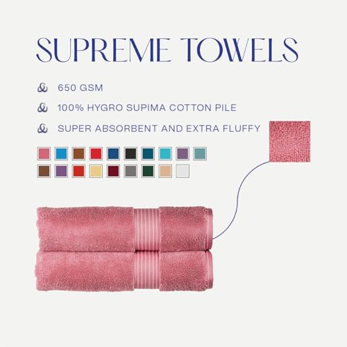 Christy Supreme Hygro 6 Piece Towel Set | Blush Pink | 100% Luxury Supima Cotton | Ultra Soft | Super Absorbent | 650GSM | 2 Bath Towels 2 Hand Towels 2 Face Cloths - color: Blush, size: 6 Piece Towel Set