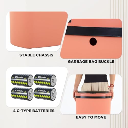13 Gallon Motion Sensor Kitchen Trash Can, 50L Automatic Sensor Trash Can, Smart Waste Bin with Lid for Kitchen, Bathroom, Bedroom, Home Office, Quiet Open & Easy Clean (Pink,3 Pack) - color: Pink, style: 3 pack
