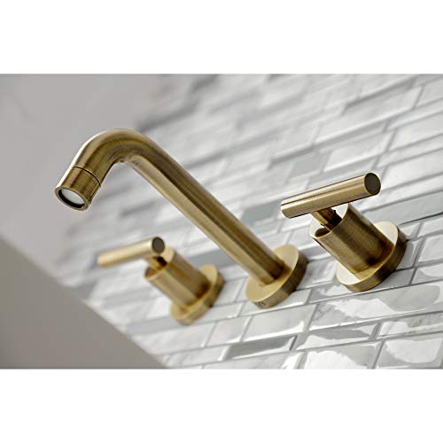 Kingston KS8123CML Wall Mount Bathroom Faucet, Antique Brass - color: Antique Brass
