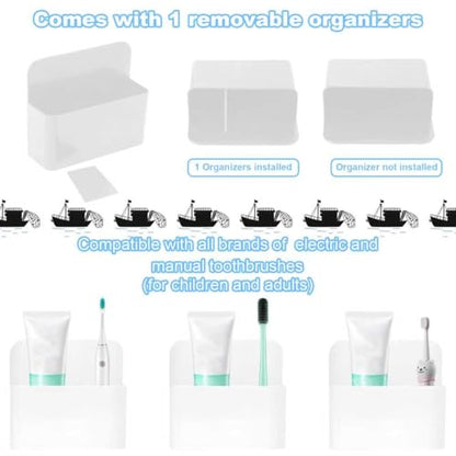 Magnetic Wall-Mounted Toothbrush Holder with Magnetic Hooks for Cruise ，Cruise Ship Essentials 2025- No Drilling Needed for Royal Caribbean & Alaska Cruise Ships, Caribbean Royal Must-Haves（White） - color: White