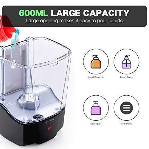 interhasa! Soap Dispenser, Touchless Hand Sanitizer Dispenser Wall Mount Automatic Kitchen Soap Dispenser for Commercial Home, Office, 600ml/20oz Black - color: Black