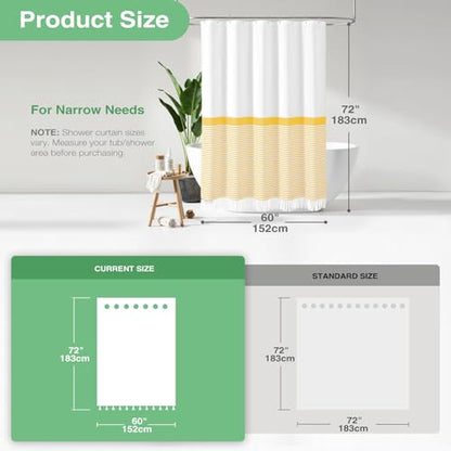 Stall Fabric Shower Curtain, 60 inch Modern Farmhouse Yellow and White Boho Striped Cloth Shower Curtain with Tassels, Hotel Luxury Bathroom Shower Curtain Set with 10 Hook, Yellow, 60x72 - color: A. Yellow, size: 60"W x 72"L (Pack of 1)