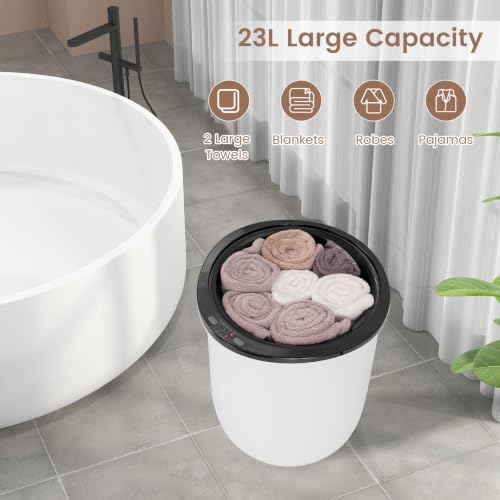 ERGOMASTER Towel Warmer Bucket, Heated Towel Warmer, Electric Towel Heater with Temperature Control and Timer, 23L Large Capacity Freestanding Hot Towel Warmer for Bathroom Spa Salon Hotel (Black) - color: Black