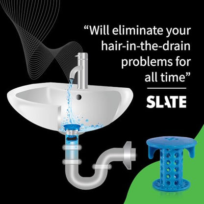SinkShroom SSBLU988 Sink Drain Protector Hair Catcher/Strainer/Snare, Blue - color: Blue