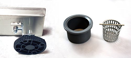 ZA Linear Shower Drain (24 inch Brick Pattern) - Stainless Steel, with Hair Strainer, Leveling Feet, Drain Adapter and Grate Hook - size: 24 inch