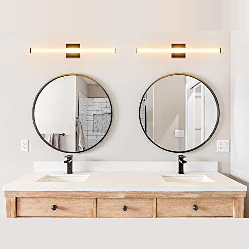 Ultralux Slim LED Vanity Light Bar - Wall Mounted, TRIAC Dimmable, Modern Bathroom Mirror Light - 14.5 W, 3000K (24 inch - 1 Pack, Black) - color: Black